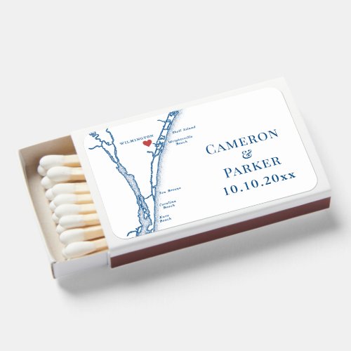 Airlie Gardens Wedding Wilmington Map Wedding Matchboxes