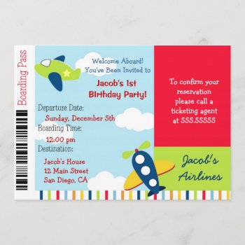 Airline Airplane Ticket Birthday Party Invitation by Petit_Prints at Zazzle