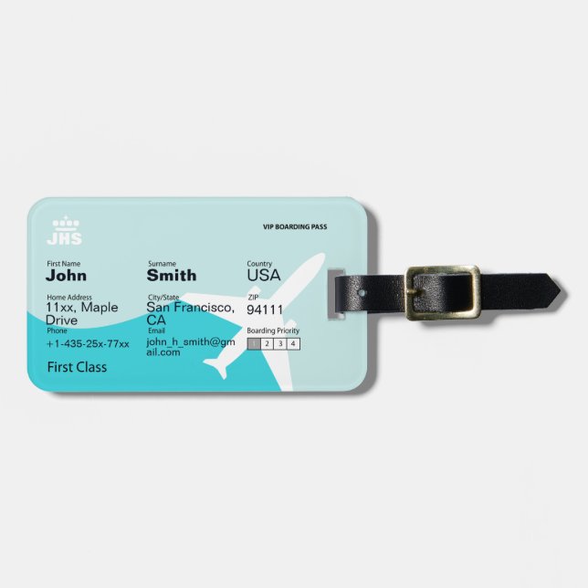Airline Boarding Pass Luggage Tag (Front Horizontal)