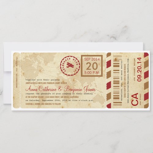 Airline Boarding Pass Ticket Wedding Invitation