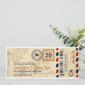 Airline Boarding Pass Ticket Wedding Invitation (Standing Front)