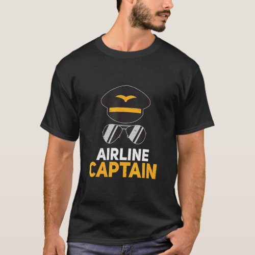 Airline Captain  Pilot Hat For An Aviation Enthusi T_Shirt