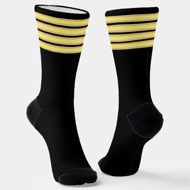 Airline Captain's Epaulette Gold Bands Socks (Angled)