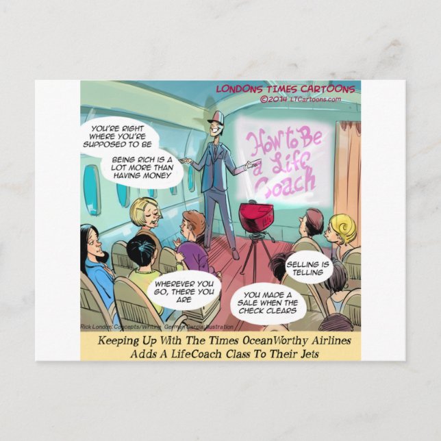 Airline LifeCoach Class Funny Postcard (Front)