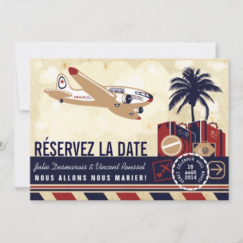 Airline Mariage de Destination Rservez la Date Invitation