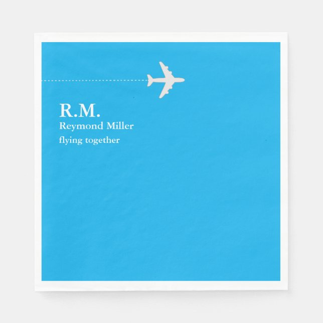 Airline Pilot Aero Azure Blue Napkins (Front)