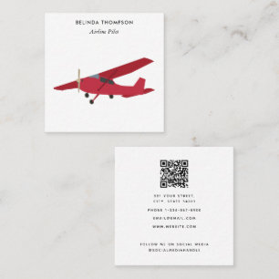 Airline Pilot Airplane QR Code Social Media Square Business Card