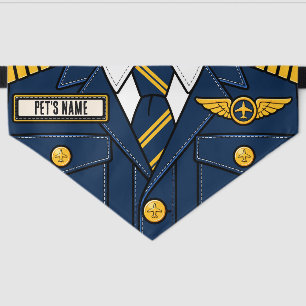 Airline Pilot Captain Costume Custom Halloween Pet Bandana Collar