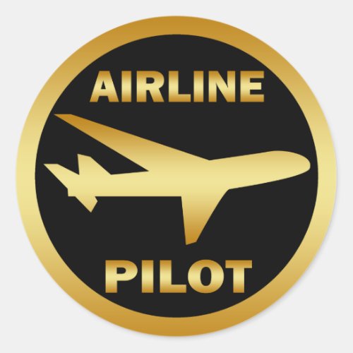 AIRLINE PILOT CLASSIC ROUND STICKER