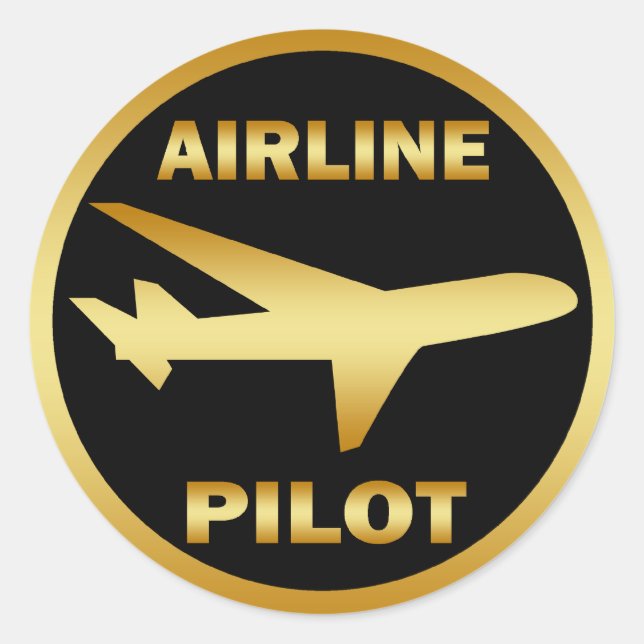 AIRLINE PILOT CLASSIC ROUND STICKER (Front)