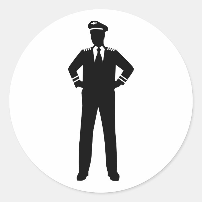 Airline pilot classic round sticker (Front)