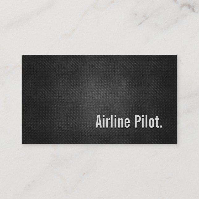 Airline Pilot Cool Black Metal Simplicity Business Card (Front)