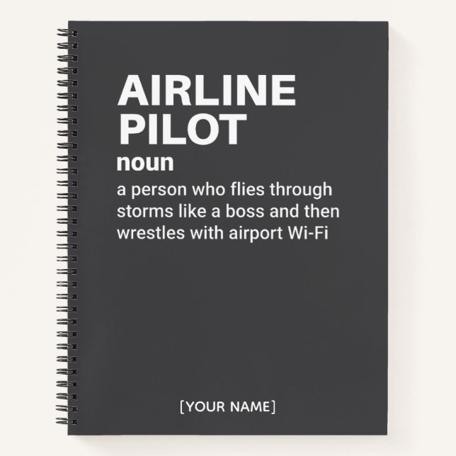 Airline Pilot Definition – Personalized Gift Notebook (Front)