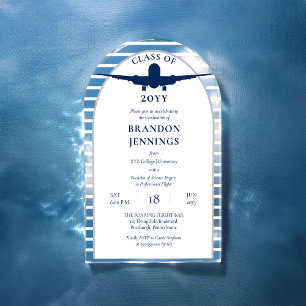 Airline Pilot Flight School College Graduation Acrylic Invitations