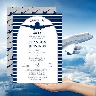 Airline Pilot Flight School College Graduation Invitation