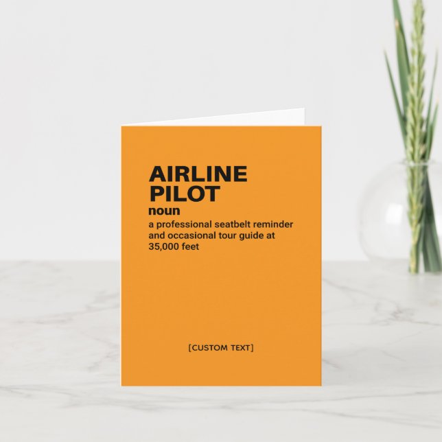 Airline Pilot Funny Job Definition Card (Front)
