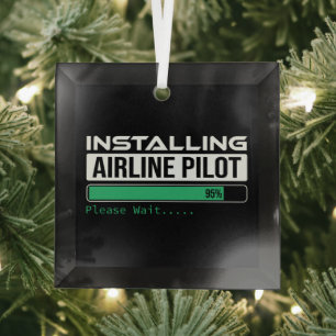 Airline PIlot Loading Funny Pilot Student Glass Ornament