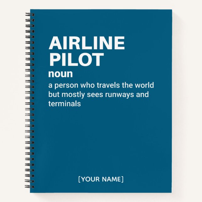 Airline Pilot Notebook – Funny Definition Design (Front)