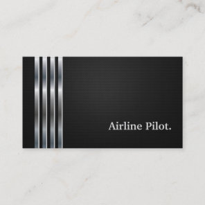 Airline Pilot Professional Black Silver Business Card