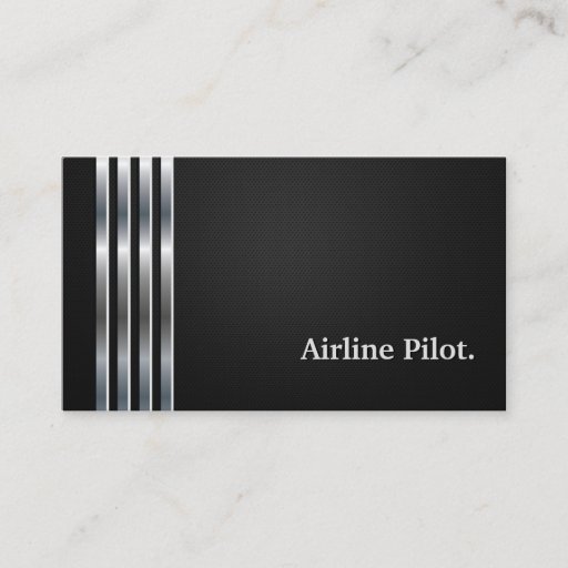 Customizable Airline Pilot Professional Black Silver Business Card