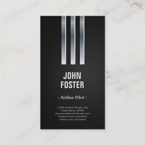 Airline Pilot _ Steel Metal Look Business Card