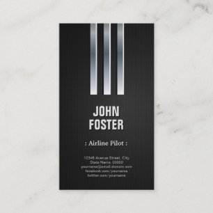 Airline Pilot - Steel Metal Look Business Card