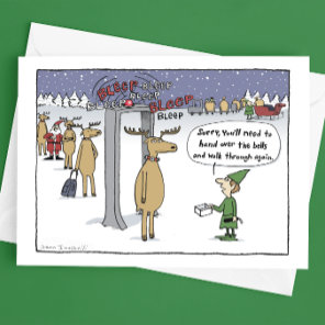 Airline "Sleigh Security"  Funny Christmas Cartoon Holiday Card