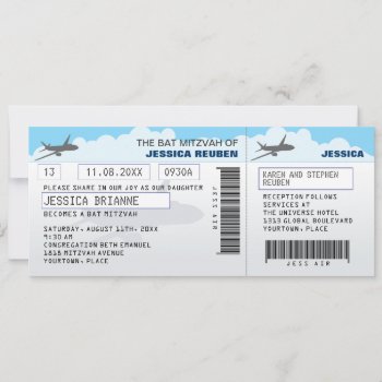 Airline Ticket Bar Bat Mitzvah Invitation by mishpocha at Zazzle