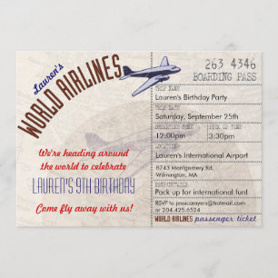 Airline Ticket Destination Party Invitation