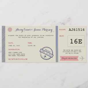 Airline Ticket Destination Wedding Invitation
