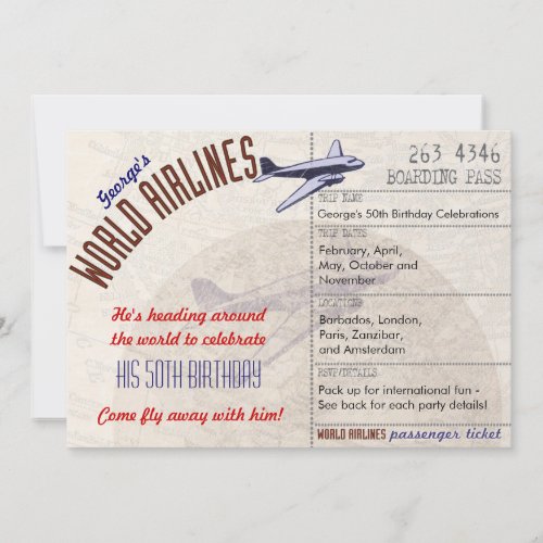 Airline Ticket Party Invite Multi Dates _ CUSTOM