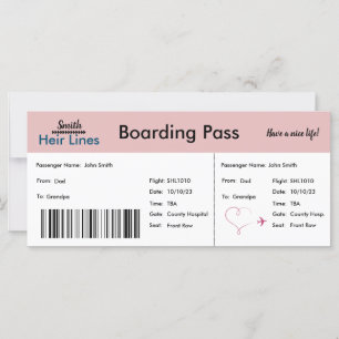 Airline Ticket Pregnancy Announcement (Pink/Blue)