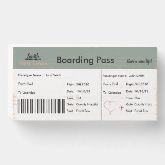 Airline Ticket Pregnancy Announcement Wooden Box Sign