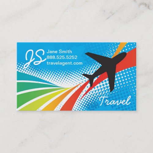 Airline Vacation Travel Abstract Halftone Business Card Template