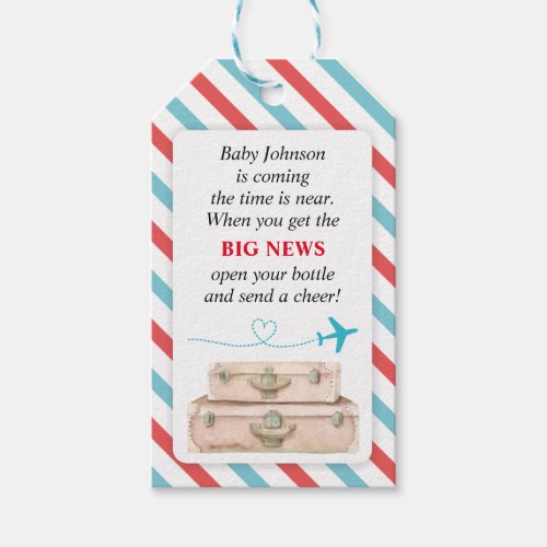 Airline World Travel Baby Shower Mini Bottle Favor Gift Tags