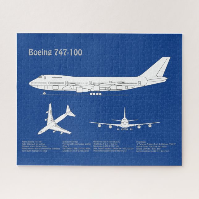 Airliner 747 - Airplane Blueprint Drawing Plan ABD Jigsaw Puzzle (Horizontal)