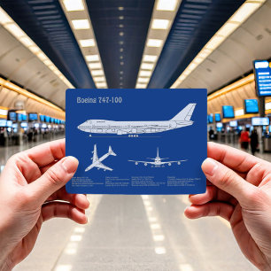 Airliner 747 - Airplane Blueprint Drawing Plan ABD Postcard