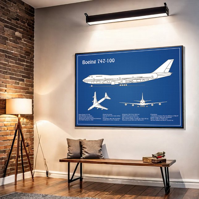 Airliner 747 - Airplane Blueprint Drawing Plan ABD Poster (Creator Uploaded)