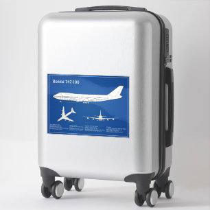 Airliner 747 - Airplane Blueprint Drawing Plan ABD Sticker