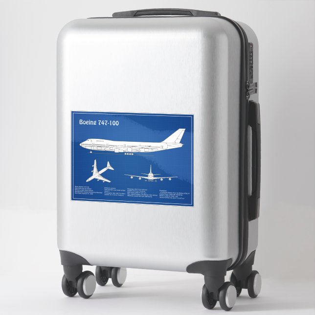 Airliner 747 - Airplane Blueprint Drawing Plan ABD Sticker (Suitcase)