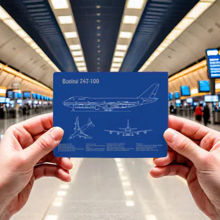 Airliner 747 - Airplane Blueprint Drawing Plans AD Postcard Airliner 747 - Airplane Blueprint Drawing Plans AD Postcard