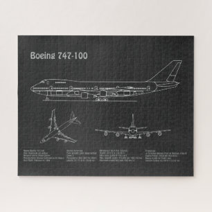 Airliner 747 - Airplane Blueprint Drawing Plans PD Jigsaw Puzzle