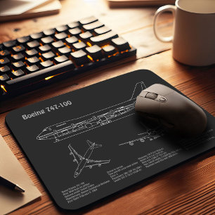 Airliner 747 - Airplane Blueprint Drawing Plans PD Mouse Pad