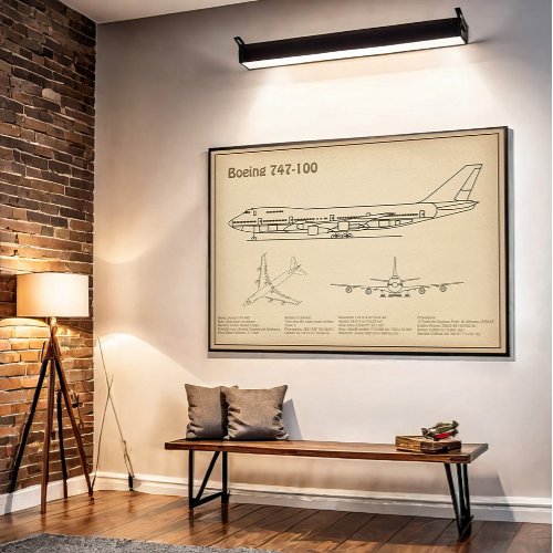 Airliner 747 _ Airplane Blueprint Drawing Plans SD Poster