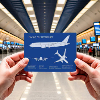Airliner 787 - Airplane Blueprint Drawing Plan ABD Postcard
