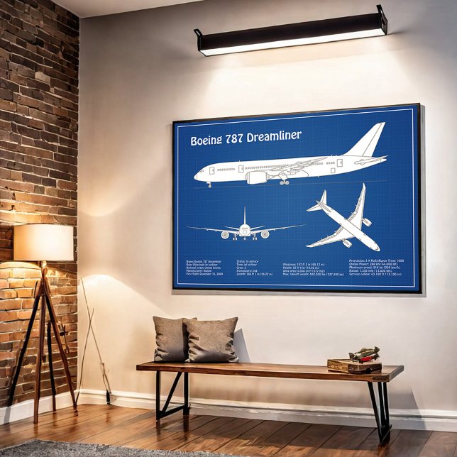 Airliner 787 - Airplane Blueprint Drawing Plan ABD Poster (Creator Uploaded)