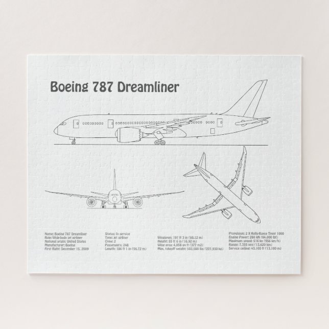 Airliner 787 - Airplane Blueprint Drawing Plans BD Jigsaw Puzzle (Horizontal)