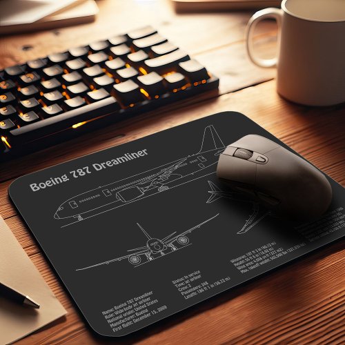 Airliner 787 _ Airplane Blueprint Drawing Plans PD Mouse Pad