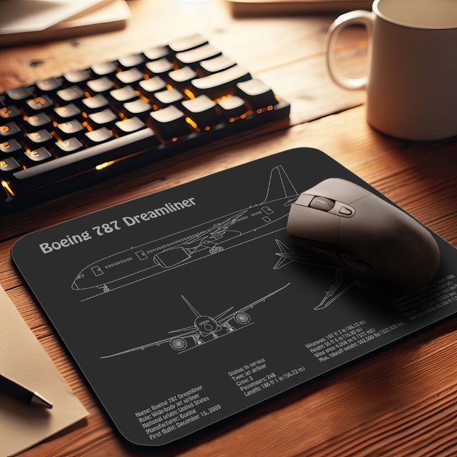 Airliner 787 - Airplane Blueprint Drawing Plans PD Mouse Pad (Creator Uploaded)