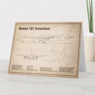 Airliner 787 - Airplane Blueprint Drawing Plans SD Thank You Card